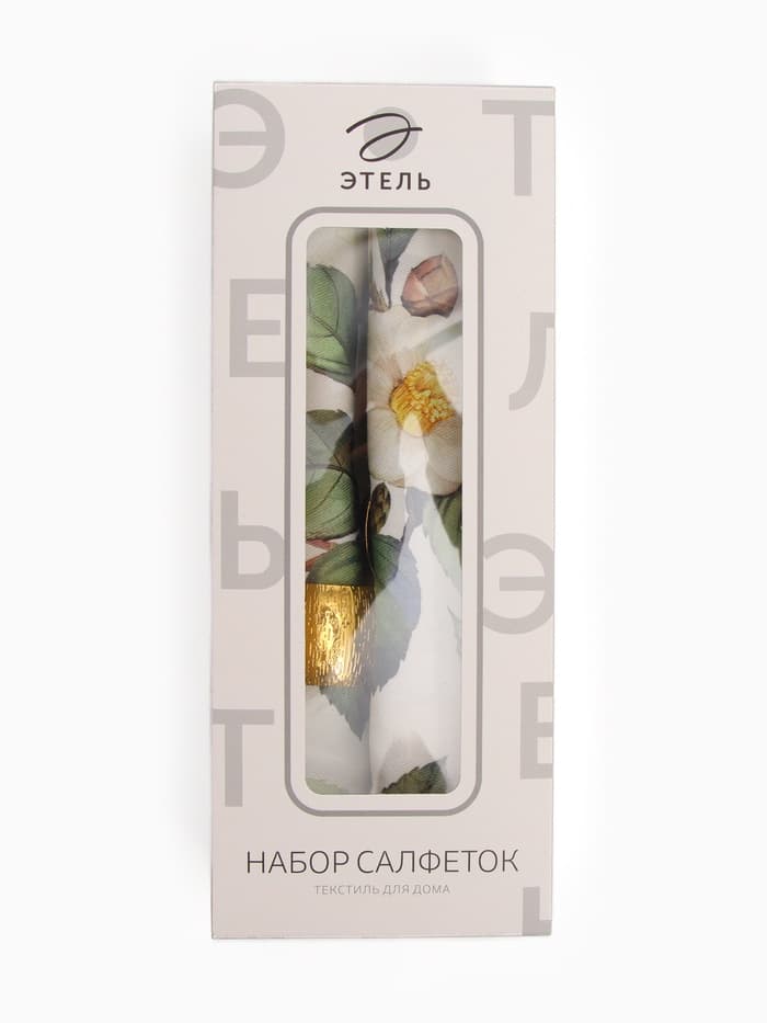 Набор салфеток с декоративными кольцами «Этель» Camellia, 40×40 см - 2 шт., 100% хлопок, саржа