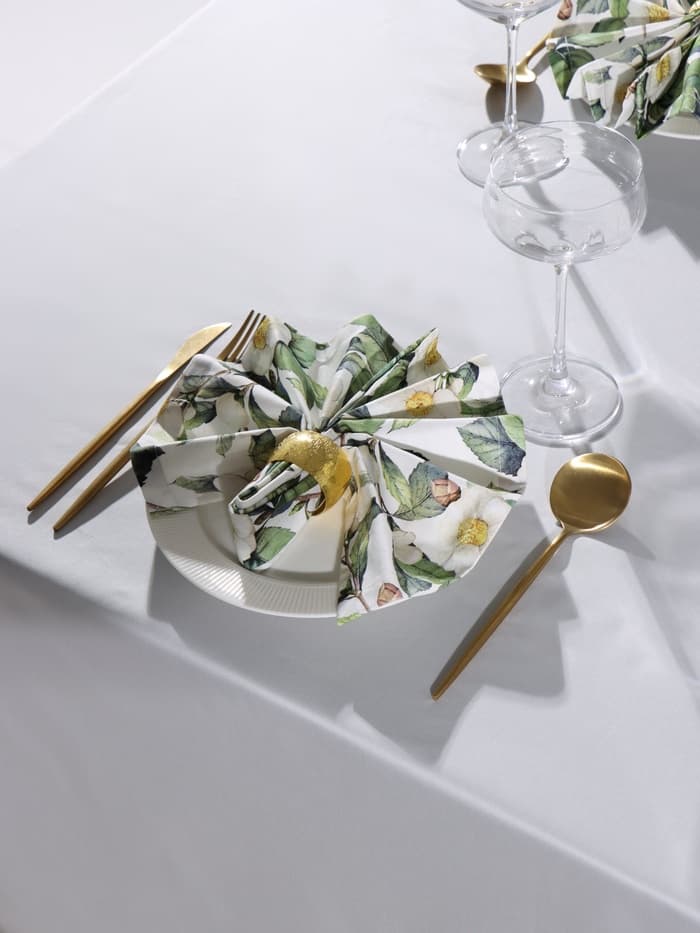 Набор салфеток с декоративными кольцами «Этель» Camellia, 40×40 см - 2 шт., 100% хлопок, саржа