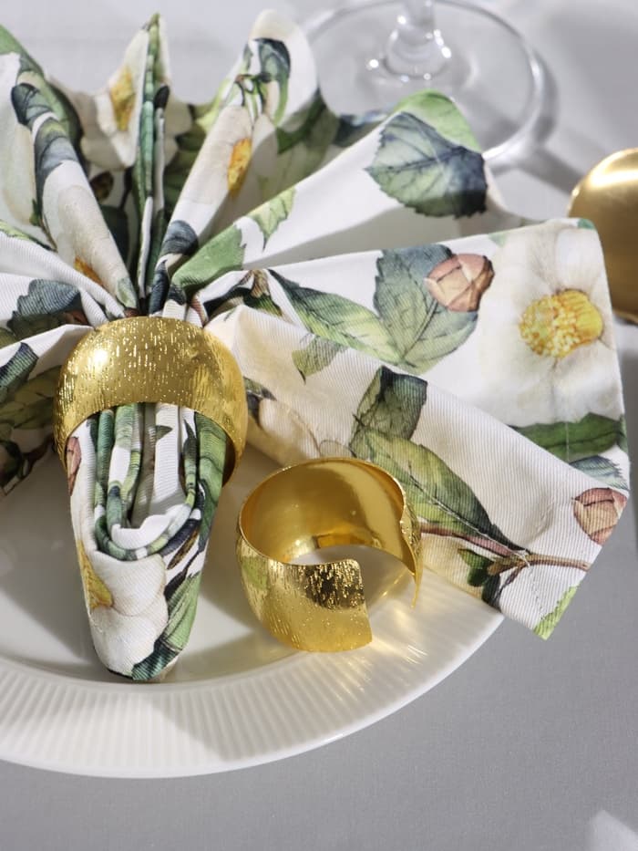 Набор салфеток с декоративными кольцами «Этель» Camellia, 40×40 см - 2 шт., 100% хлопок, саржа