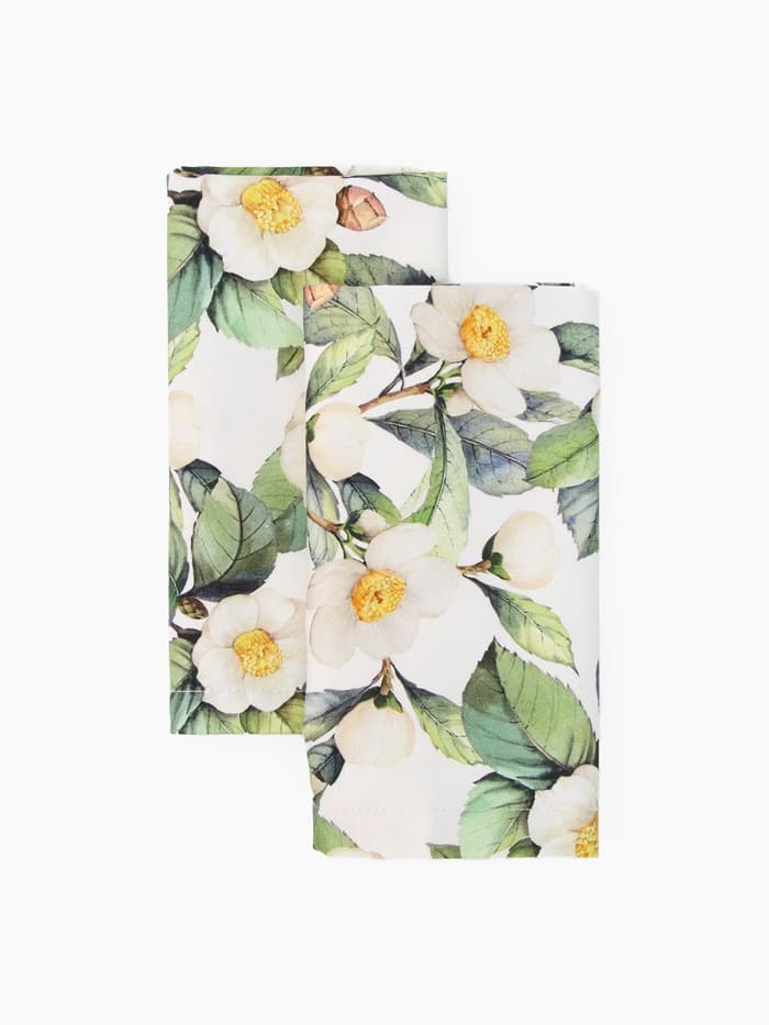 Набор салфеток с декоративными кольцами «Этель» Camellia, 40×40 см - 2 шт., 100% хлопок, саржа