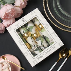 Набор салфеток с декоративными кольцами «Этель» Camellia, 40×40 см - 4 шт., 100% хлопок, саржа