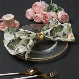Набор салфеток с декоративными кольцами «Этель» Camellia, 40×40 см - 4 шт., 100% хлопок, саржа