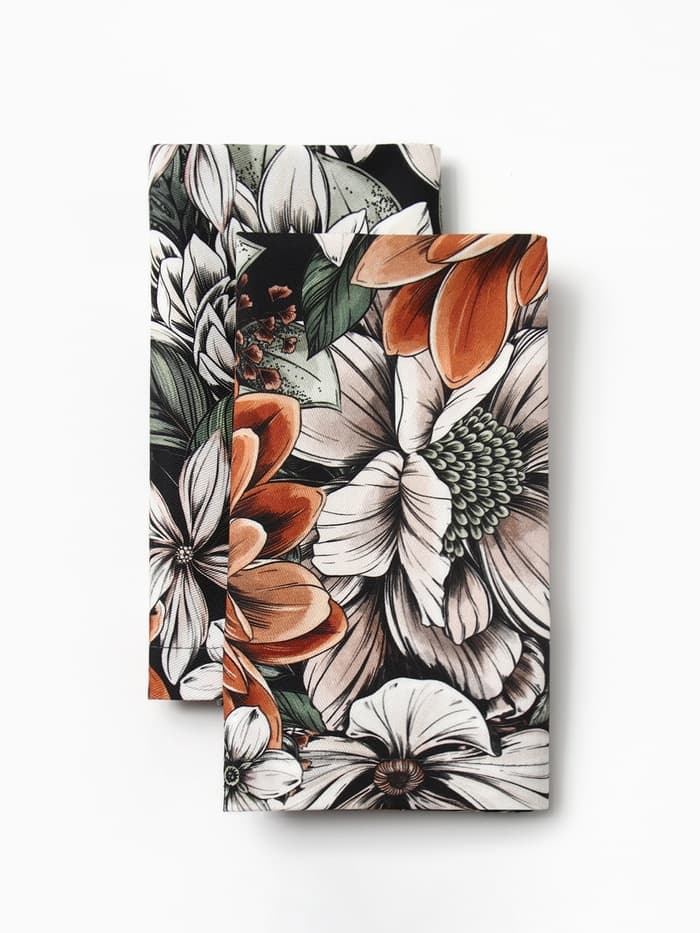 Набор салфеток с декоративными кольцами «Этель» Meadow flower, 40×40 см - 2 шт., 100% хлопок, саржа