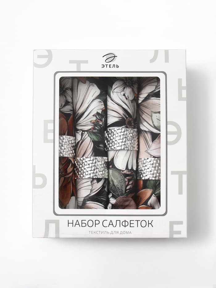 Набор салфеток с декоративными кольцами «Этель» Meadow flower, 40×40 см - 4 шт., 100% хлопок, саржа