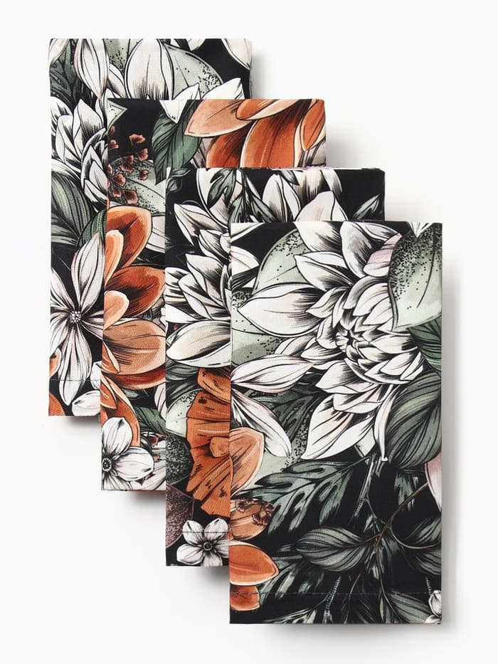 Набор салфеток с декоративными кольцами «Этель» Meadow flower, 40×40 см - 4 шт., 100% хлопок, саржа