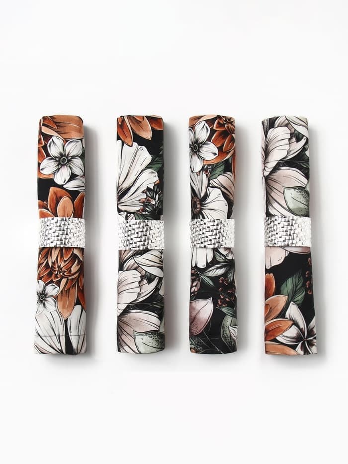 Набор салфеток с декоративными кольцами «Этель» Meadow flower, 40×40 см - 4 шт., 100% хлопок, саржа