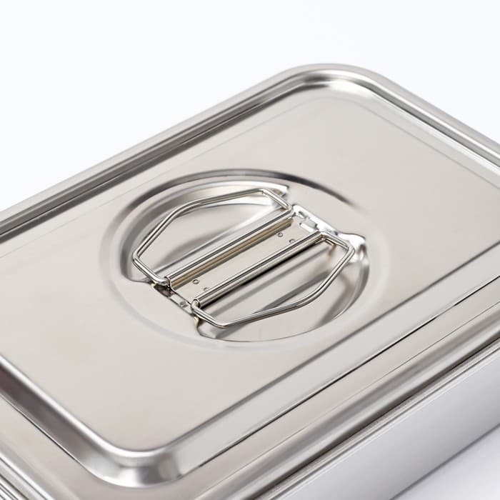 Контейнер для еды, 2 секции, 23×15.5×7, с крышкой, нержавеющая сталь, серебристый