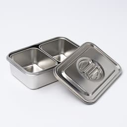 Контейнер для еды, 2 секции, 23×15.5×7, с крышкой, нержавеющая сталь, серебристый