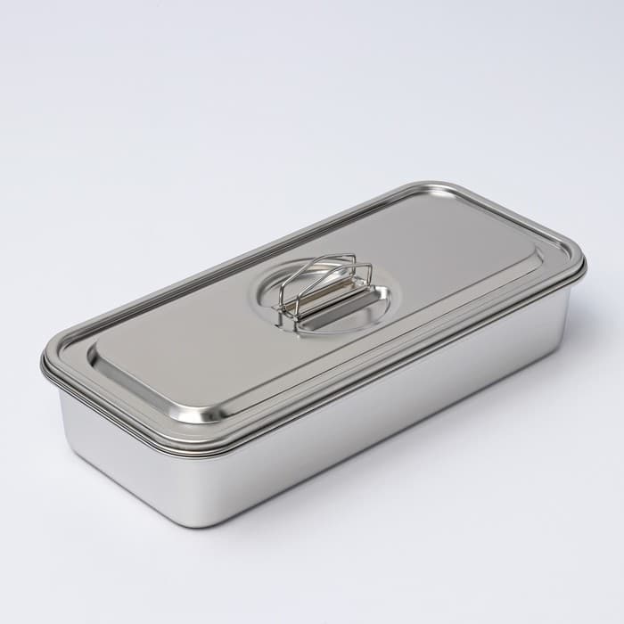 Контейнер для еды 3 секции, 34×15.5×7, с крышкой, нержавеющая сталь, серебристый