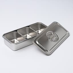 Контейнер для еды 3 секции, 34×15.5×7, с крышкой, нержавеющая сталь, серебристый