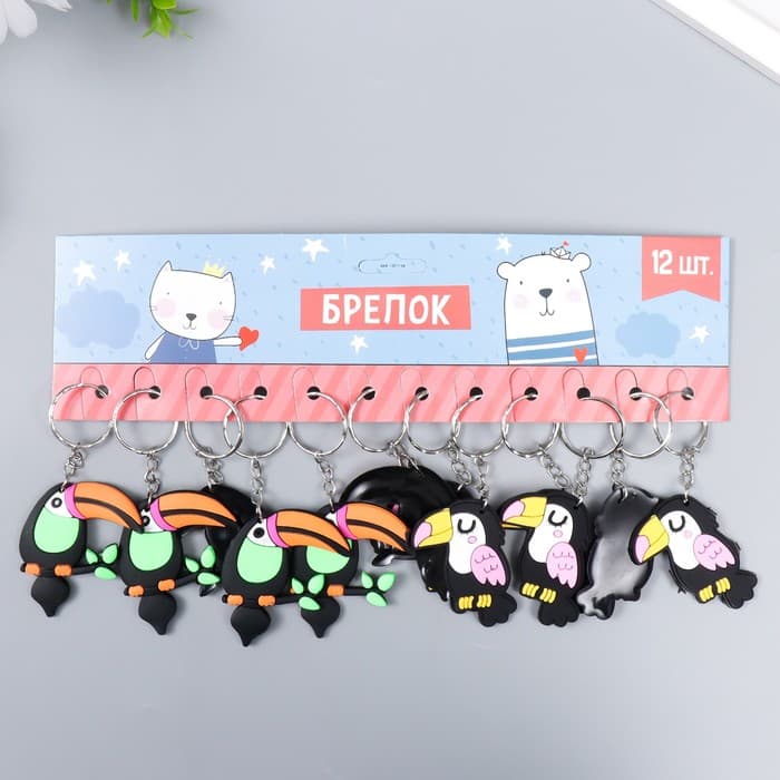 Брелок для ключей на кольце «Тукан», резина, 4.2×4.2 см, МИКС