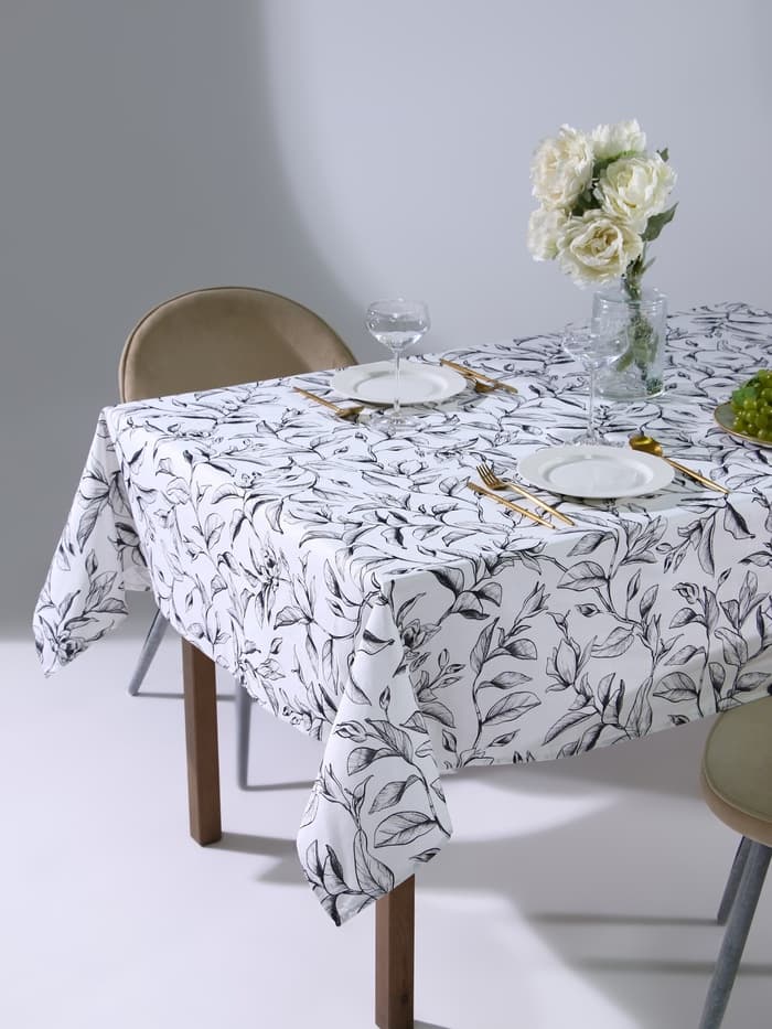 Скатерть «Доляна» Plant leaves, 146×110 см, 100% хлопок, рогожка 164 г/м²