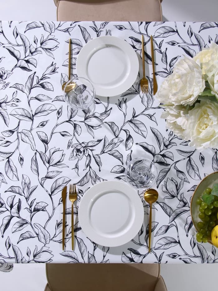 Скатерть «Доляна» Plant leaves, 146×110 см, 100% хлопок, рогожка 164 г/м²