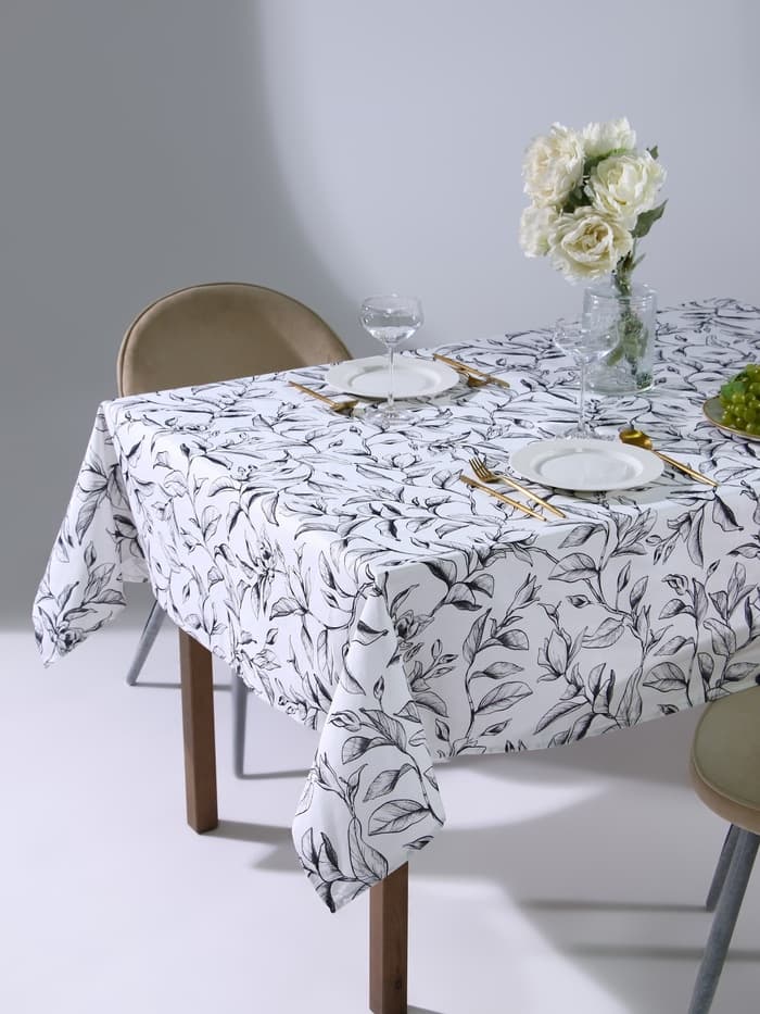 Скатерть «Доляна» Plant leaves, 146×180 см, 100% хлопок, рогожка 164 г/м²