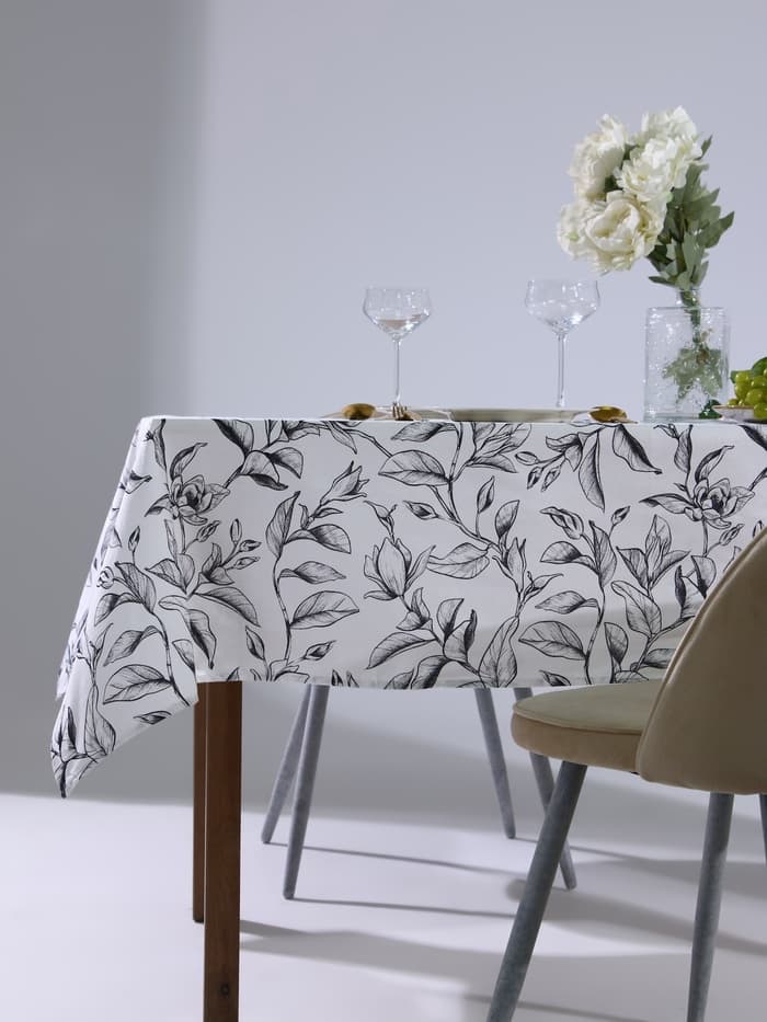 Скатерть «Доляна» Plant leaves, 146×180 см, 100% хлопок, рогожка 164 г/м²