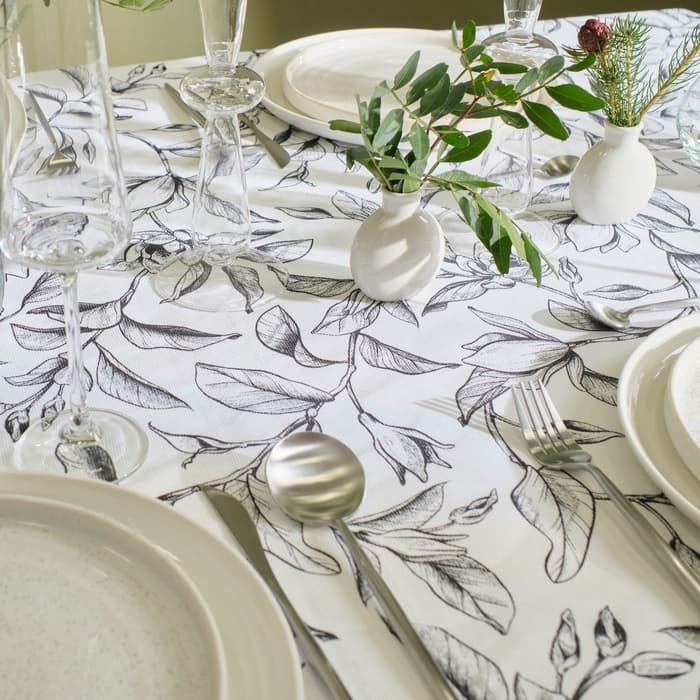 Скатерть «Доляна» Plant leaves, 146×220 см, 100% хлопок, рогожка 164 г/м²