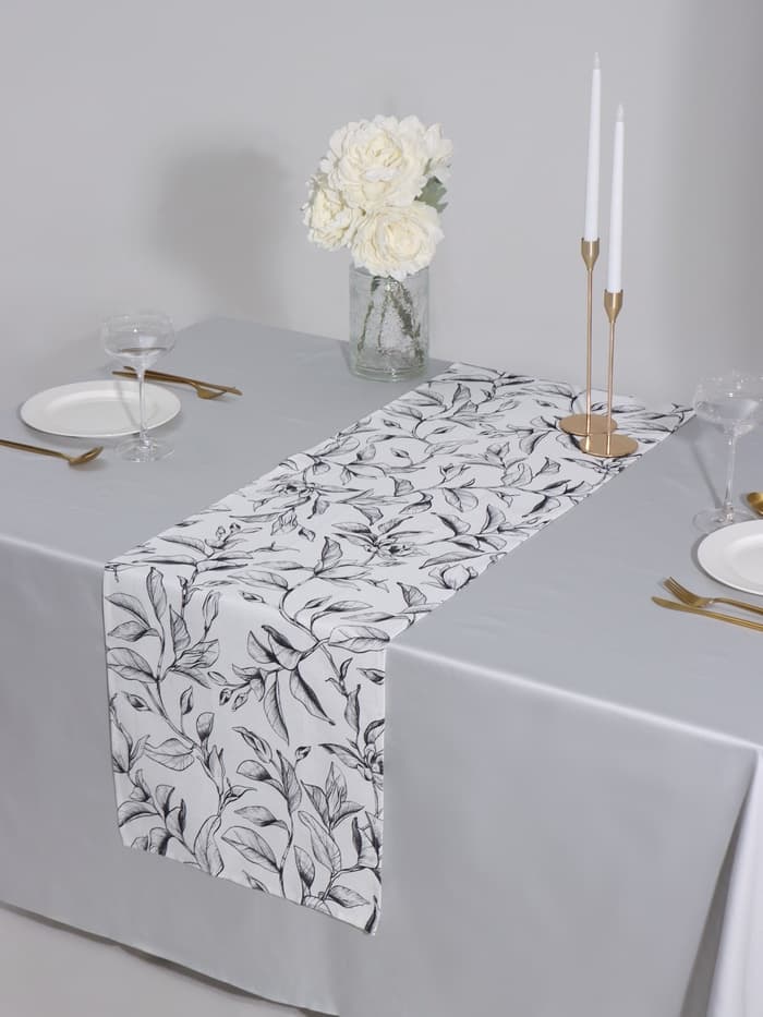 Дорожка на стол «Доляна» Plant leaves, 40×146 см, 100% хлопок, рогожка 164 г/м²