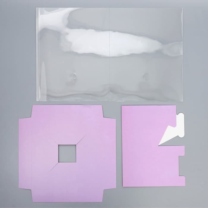 Коробка подарочная для цветов с вазой и пластиковыми окнами складная, упаковка, «Лаванда», 23×30×23 см