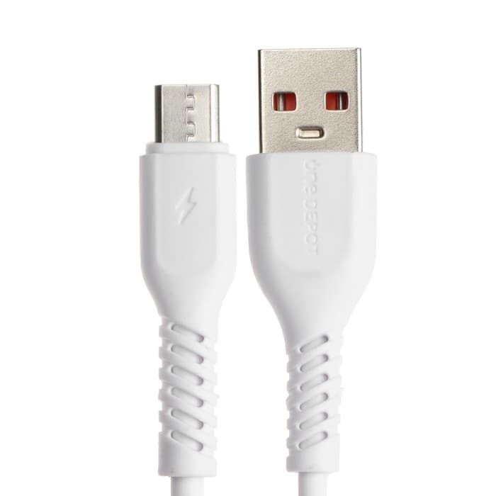 Кабель ONE DEPOT S08WM, microUSB - USB, 2.4 А, 1 м, белый