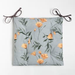 Подушка на стул «Этель» Yellow poppies, 42×42 см, серая