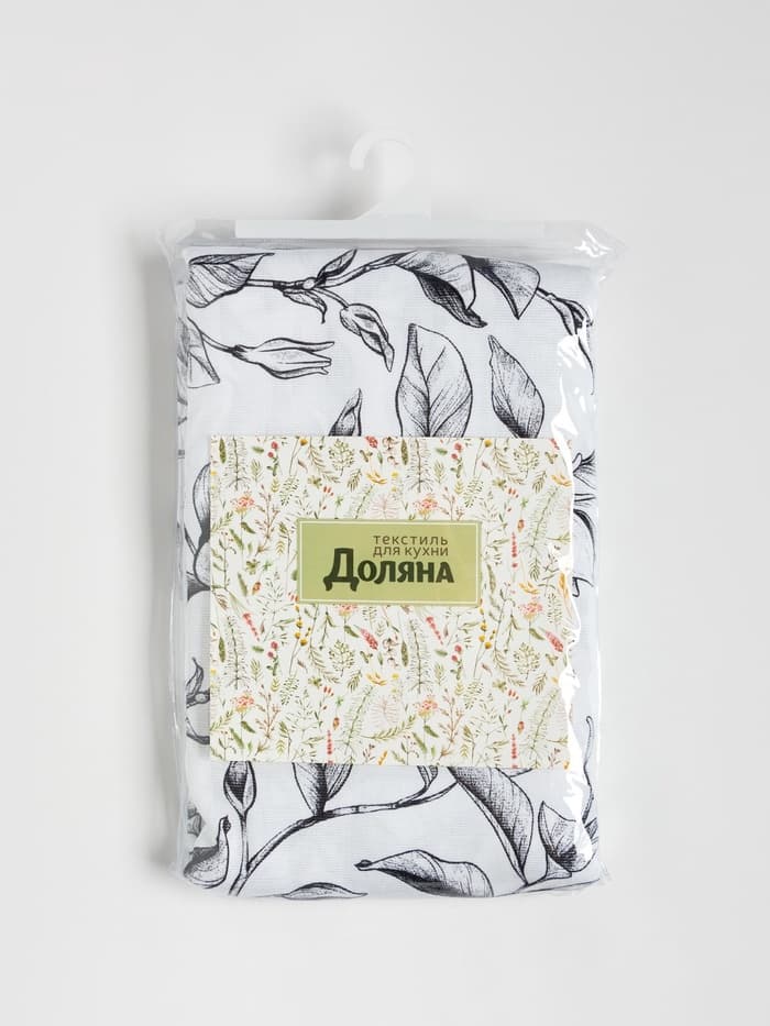 Шторы для кухни «Доляна» Plant leaves, 146×180 см - 2 шт., подхваты - 2 шт., 100% хлопок, 164 г/м²