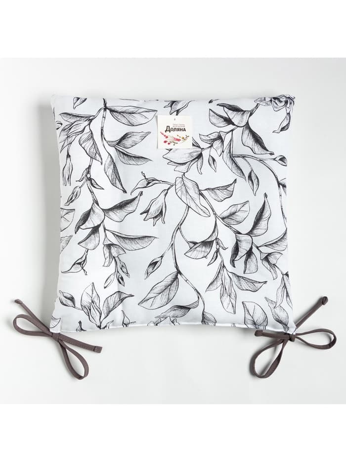 Подушка на стул «Доляна» Plant leaves, 42×42 см, белая