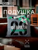 Подушка декоративная «Этель. Самолёт. 23 февраля», 40×40 см, велюр, серая