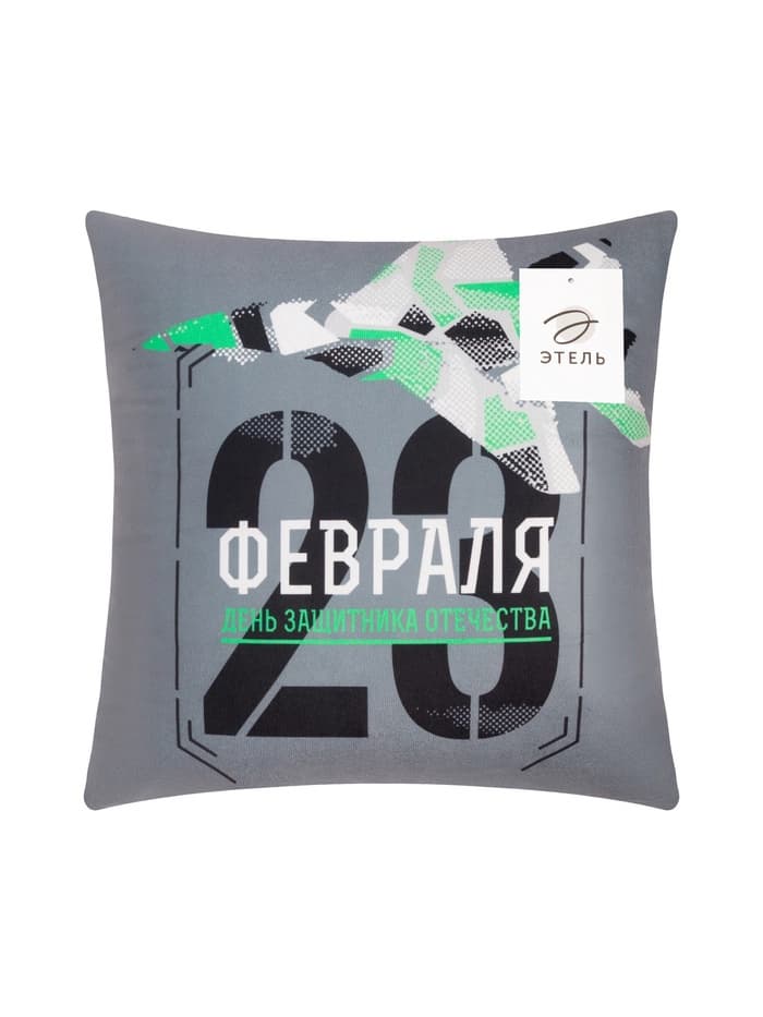 Подушка декоративная «Этель. Самолёт. 23 февраля», 40×40 см, велюр, серая