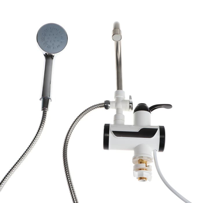 Кран-водонагреватель Luazon LHT-03, проточный, с душевой лейкой, 3 кВт, 220 В, белый