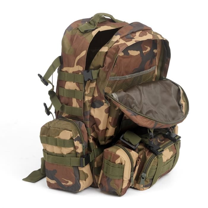 Рюкзак тактический туристический Storm tactic, 50 л, с карманами, расцветка мультикам, коричневый