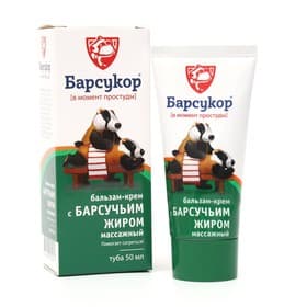 Бальзам-крем «Барсукор» массажный, с барсучьим жиром, 50 мл