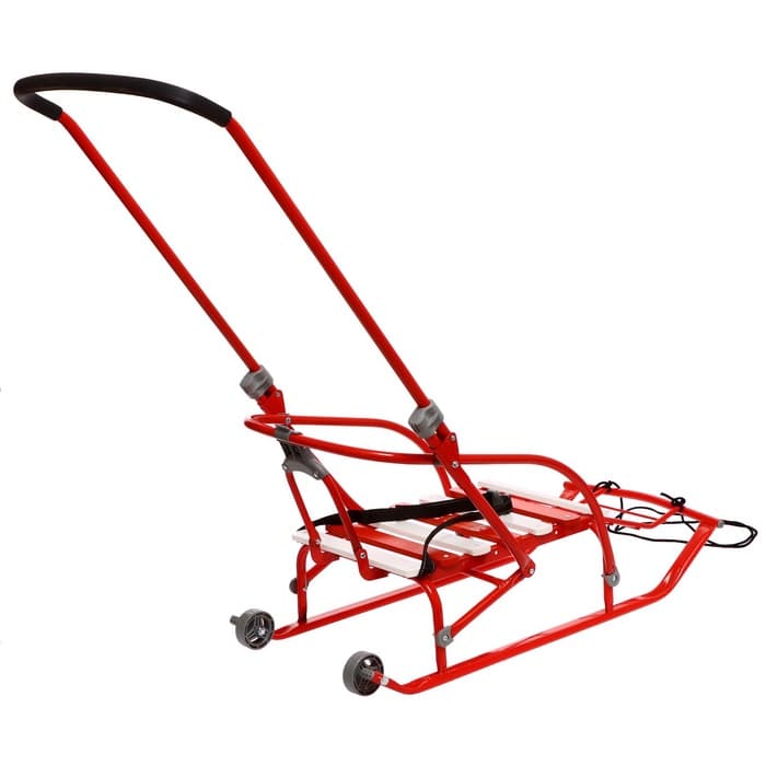 Санки детские складные Nikki 2, с ручкой, цвет алый