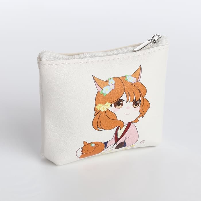 Кошелёк детский «Аниме fox», монетница, на молнии, с рисунком, белый