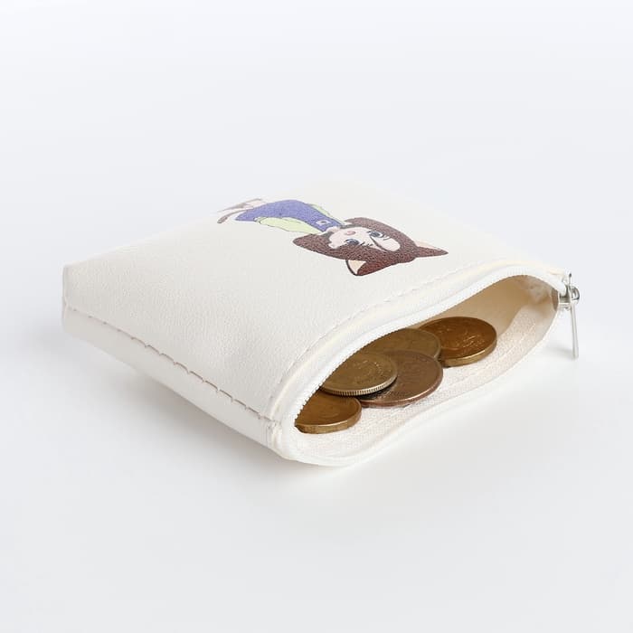 Кошелёк детский «Аниме cat», монетница, на молнии, с рисунком, белый