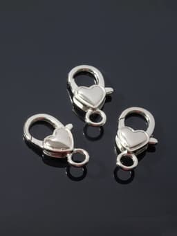 Замок-карабин «Сердечко» гладкое, (набор 3 шт.), 14×26 мм, цвет серебро
