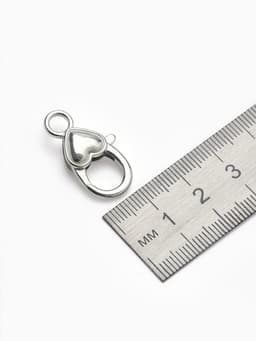 Замок-карабин «Сердечко» гладкое, (набор 3 шт.), 14×26 мм, цвет серебро