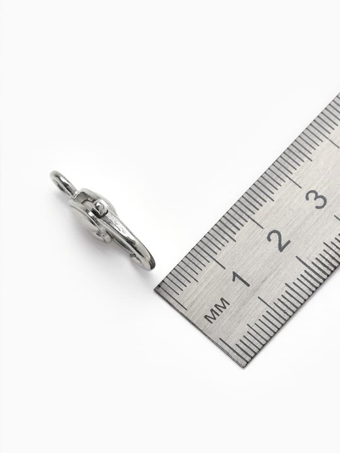 Замок-карабин «Сердечко» гладкое, (набор 3 шт.), 14×26 мм, цвет серебро