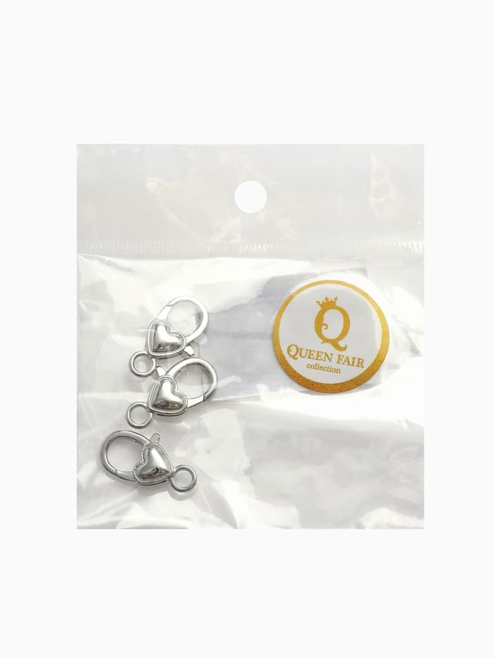 Замок-карабин «Сердечко» гладкое, (набор 3 шт.), 14×26 мм, цвет серебро