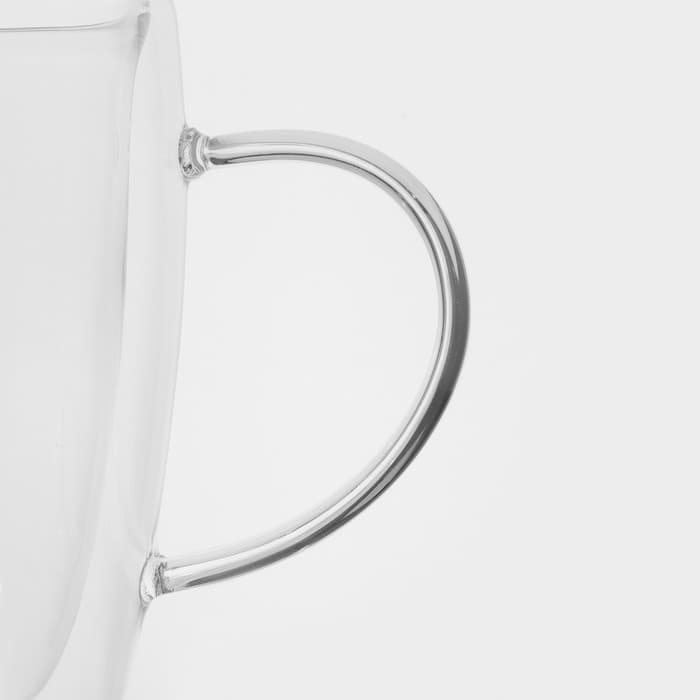 Кружка с двойными стенками «Дуо», 330 мл, 12×8.5×11.5 см, стекло, прозрачная