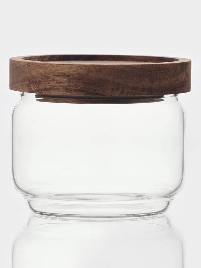 Сахарница Magistro Village, 260 мл, 9×7 см, с деревянной крышкой, стекло, прозрачная