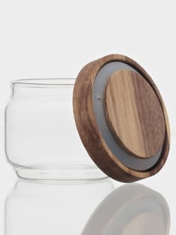 Сахарница Magistro Village, 260 мл, 9×7 см, с деревянной крышкой, стекло, прозрачная