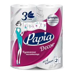 Полотенца бумажные PAPIA DECOR 2 рулона, 3 слоя