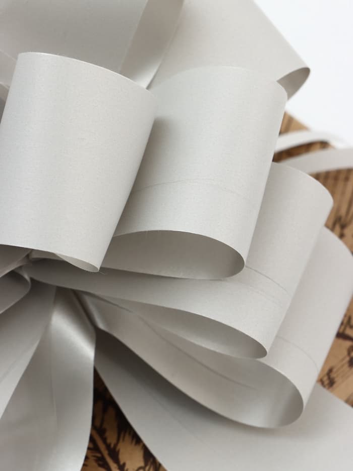 Подарочный бант - шар №4.5, серебро, для упаковки подарков