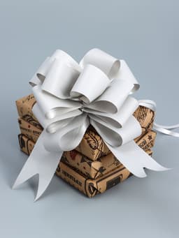 Подарочный бант - шар №4.5, серебро, для упаковки подарков