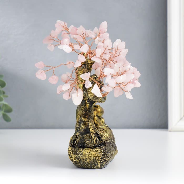 Бонсай декоративный «Денежное дерево и Хотэй», 126 камней, 20×6.5×20 см