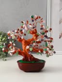 Бонсай декоративный «Разноцветное денежное дерево в овальном горшке», 196 камней, 23×9.5×19 см