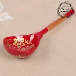 Ложка деревянная «Золотая кудрина», полубаская, 19×6 см, МИКС