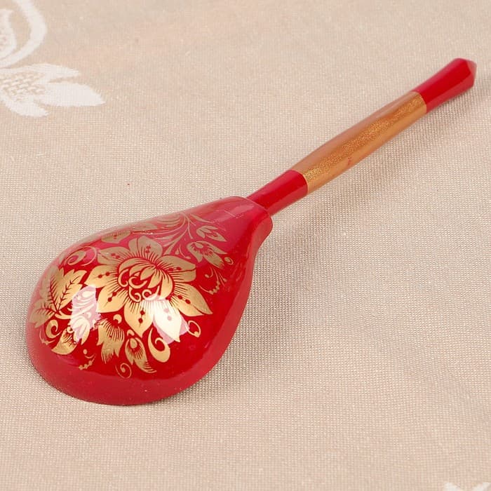 Ложка деревянная «Золотая кудрина», полубаская, 19×6 см, МИКС