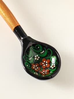 Ложка деревянная «Чернушка», 14×3.5 см, хохлома, ручная роспись, МИКС