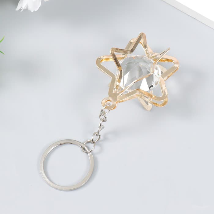 Металлический брелок для ключей на кольце «Звезда кристалл», золото, 3×4×4 см